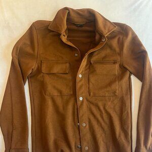 H&M Brown Brushed Cotton Blend Shirt  Jacket Metal Buttons Womens XS